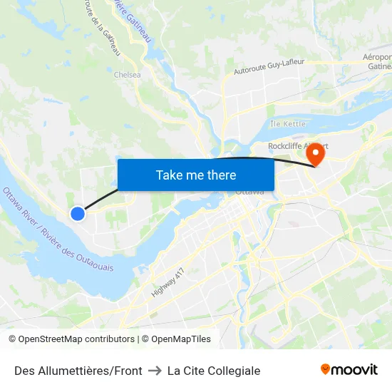 Des Allumettières/Front to La Cite Collegiale map