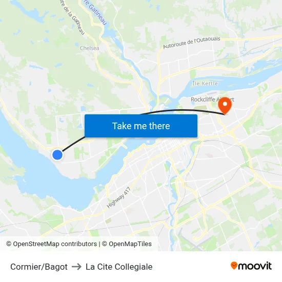 Cormier/Bagot to La Cite Collegiale map
