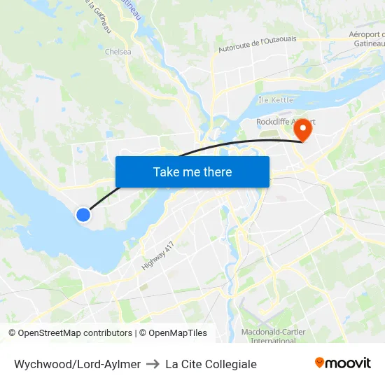Wychwood/Lord-Aylmer to La Cite Collegiale map