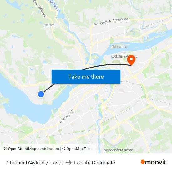 Chemin D'Aylmer/Fraser to La Cite Collegiale map