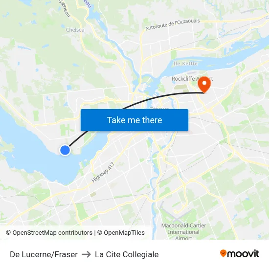 De Lucerne/Fraser to La Cite Collegiale map
