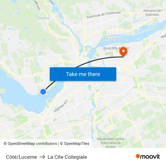 Côté/Lucerne to La Cite Collegiale map