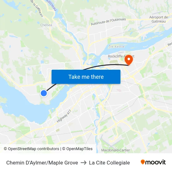 Chemin D'Aylmer/Maple Grove to La Cite Collegiale map