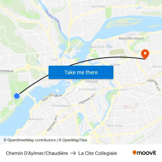Chemin D'Aylmer/Chaudière to La Cite Collegiale map