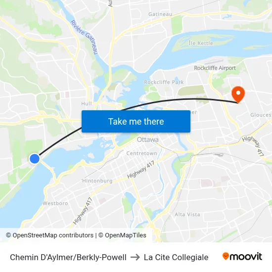 Chemin D'Aylmer/Berkly-Powell to La Cite Collegiale map