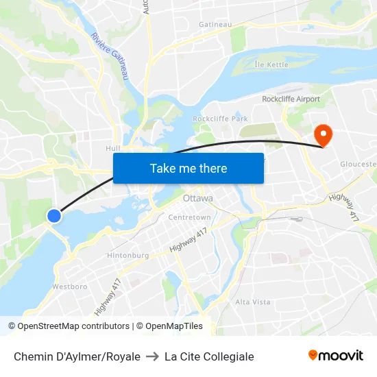 Chemin D'Aylmer/Royale to La Cite Collegiale map