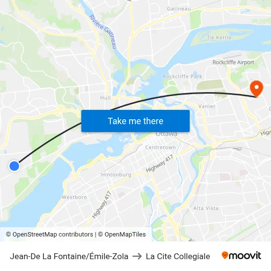 Jean-De La Fontaine/Émile-Zola to La Cite Collegiale map