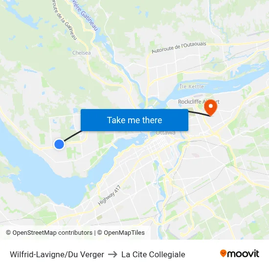 Wilfrid-Lavigne/Du Verger to La Cite Collegiale map