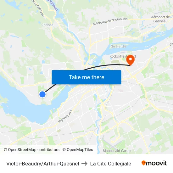Victor-Beaudry/Arthur-Quesnel to La Cite Collegiale map