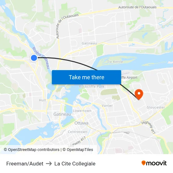 Freeman/Audet to La Cite Collegiale map