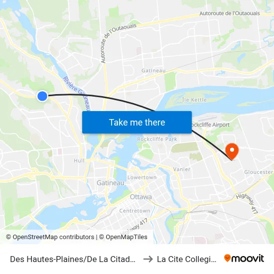 Des Hautes-Plaines/De La Citadelle to La Cite Collegiale map