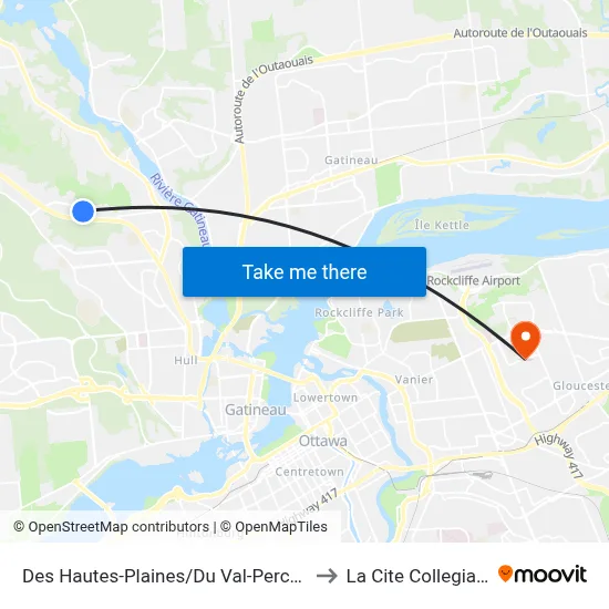 Des Hautes-Plaines/Du Val-Perché to La Cite Collegiale map