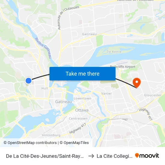 De La Cité-Des-Jeunes/Saint-Raymond to La Cite Collegiale map