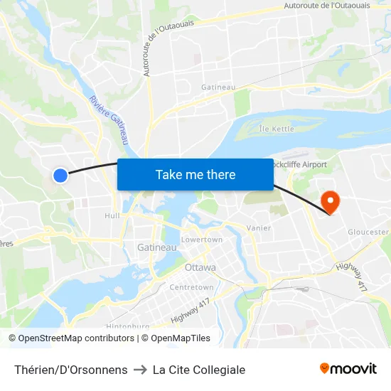 Thérien/D'Orsonnens to La Cite Collegiale map