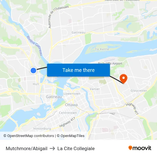 Mutchmore/Abigail to La Cite Collegiale map