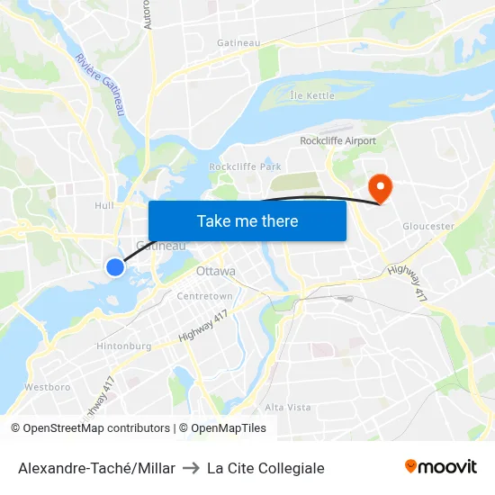 Alexandre-Taché/Millar to La Cite Collegiale map
