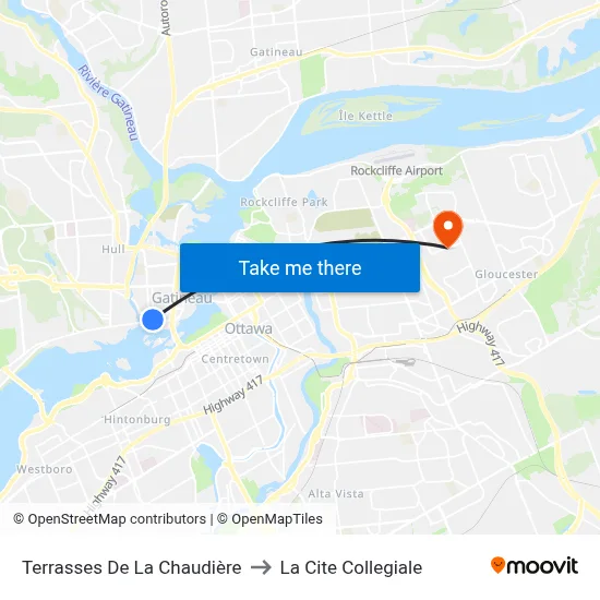 Terrasses De La Chaudière to La Cite Collegiale map