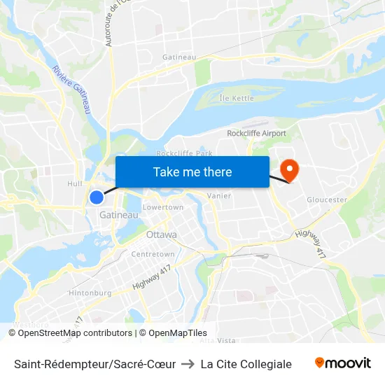 Saint-Rédempteur/Sacré-Cœur to La Cite Collegiale map
