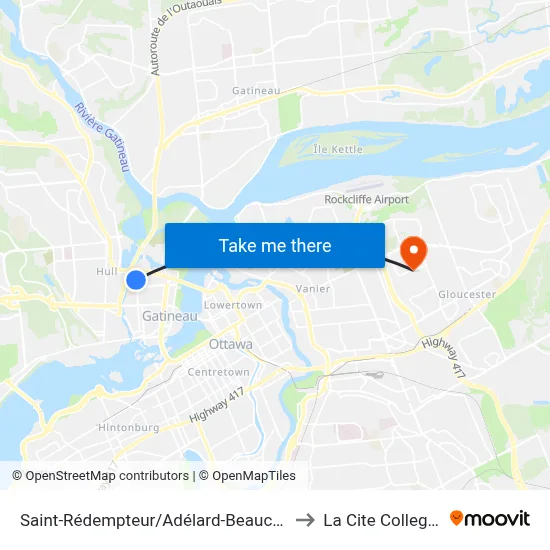 Saint-Rédempteur/Adélard-Beauchamp to La Cite Collegiale map