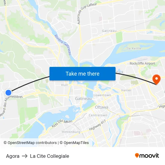 Agora to La Cite Collegiale map