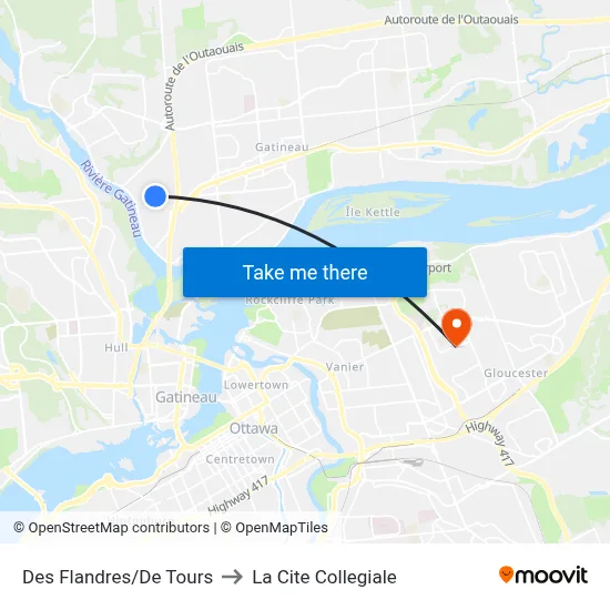 Des Flandres/De Tours to La Cite Collegiale map