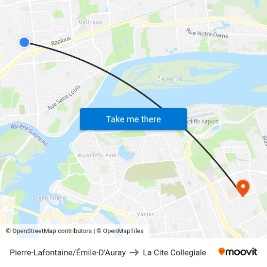 Pierre-Lafontaine/Émile-D'Auray to La Cite Collegiale map