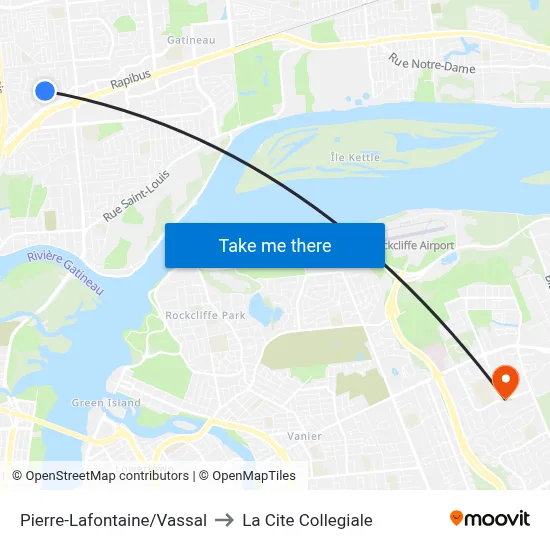 Pierre-Lafontaine/Vassal to La Cite Collegiale map