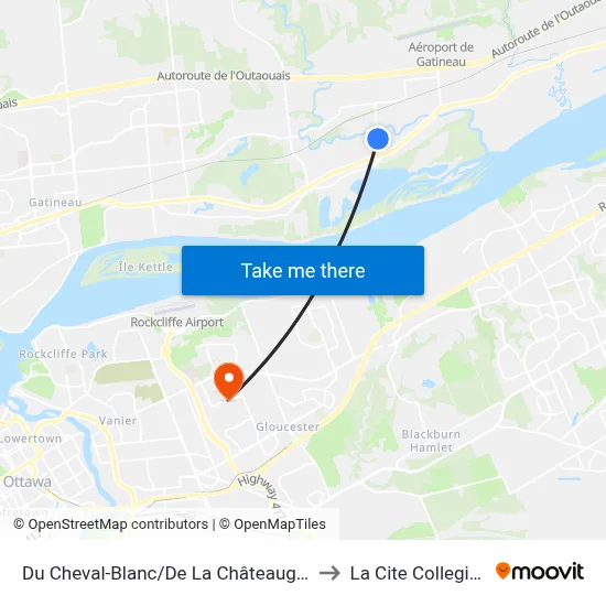 Du Cheval-Blanc/De La Châteauguay to La Cite Collegiale map