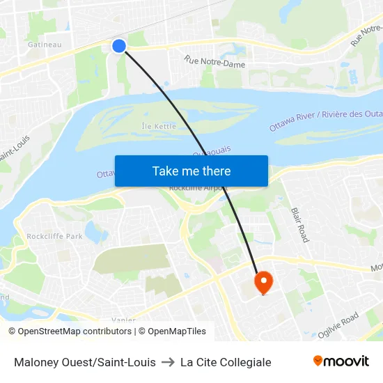 Maloney Ouest/Saint-Louis to La Cite Collegiale map