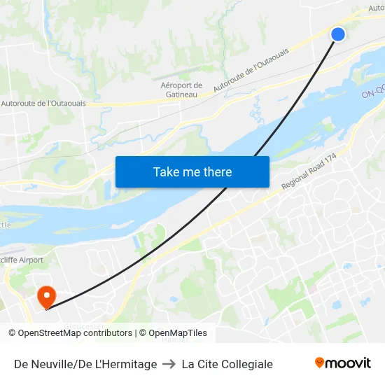 De Neuville/De L'Hermitage to La Cite Collegiale map
