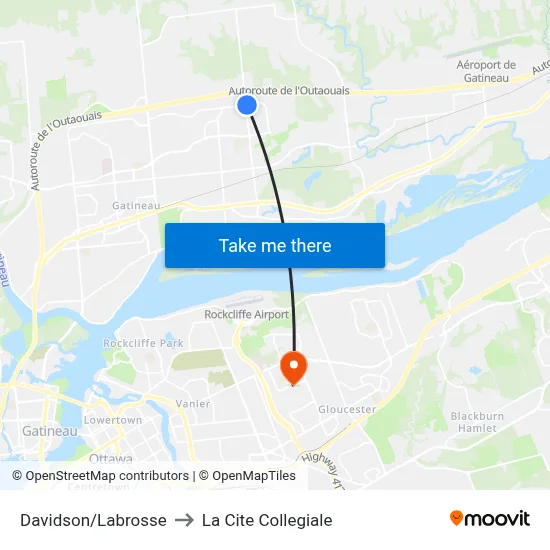 Davidson/Labrosse to La Cite Collegiale map