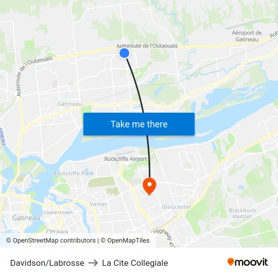 Davidson/Labrosse to La Cite Collegiale map