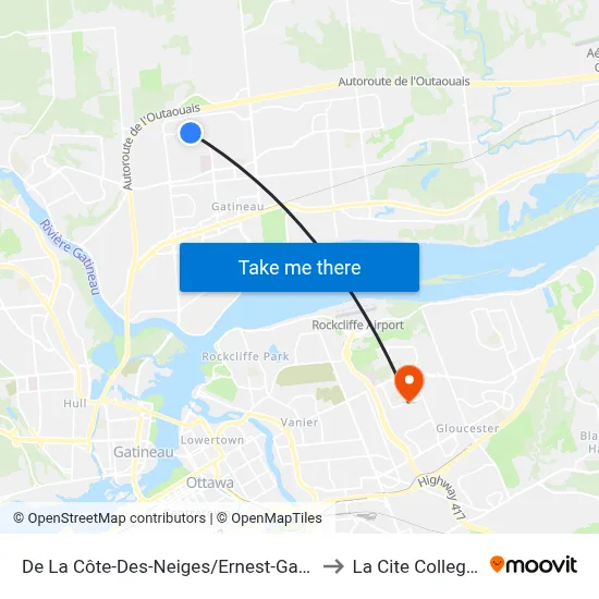 De La Côte-Des-Neiges/Ernest-Gaboury to La Cite Collegiale map