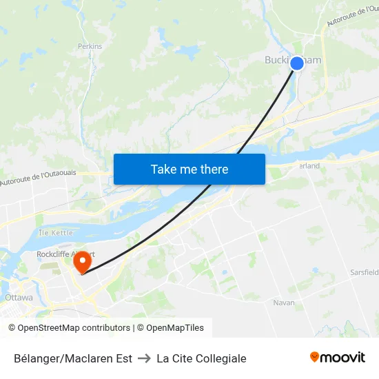 Bélanger/Maclaren Est to La Cite Collegiale map