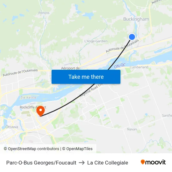 Parc-O-Bus Georges/Foucault to La Cite Collegiale map