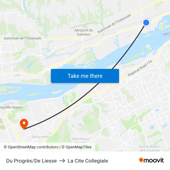 Du Progrès/De Liesse to La Cite Collegiale map