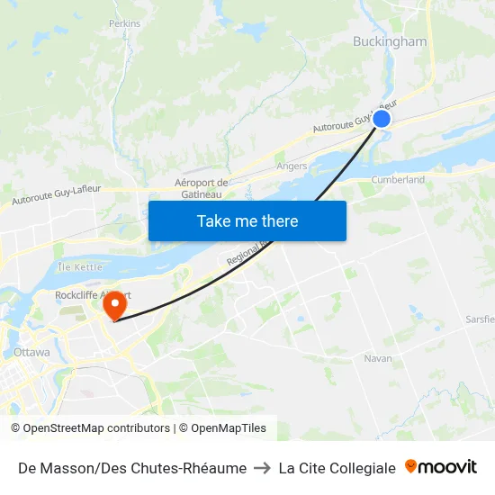 De Masson/Des Chutes-Rhéaume to La Cite Collegiale map
