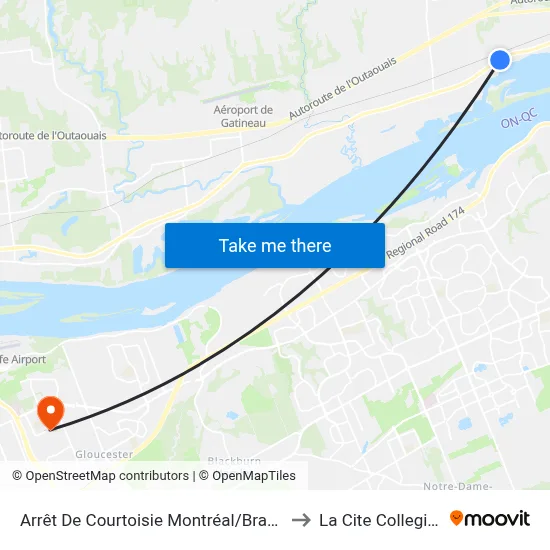 Arrêt De Courtoisie Montréal/Brabant to La Cite Collegiale map