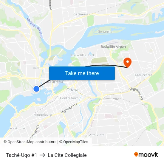 Taché-Uqo #1 to La Cite Collegiale map