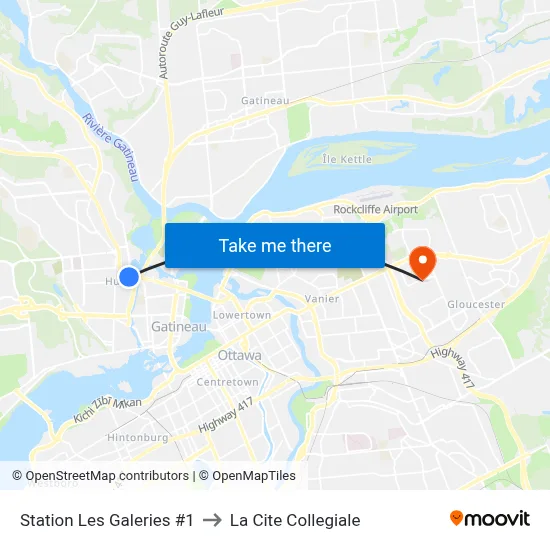 Station Les Galeries #1 to La Cite Collegiale map