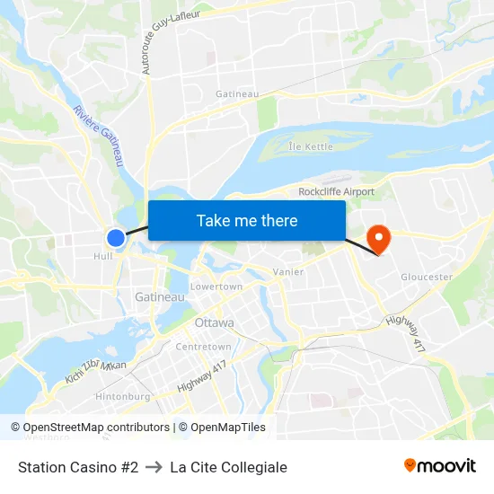 Station Casino #2 to La Cite Collegiale map