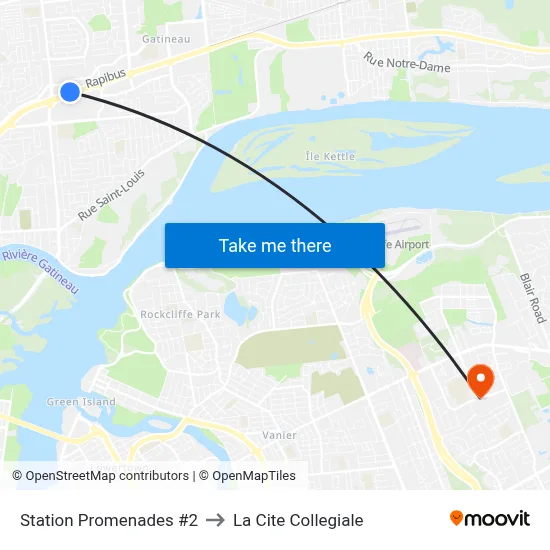 Station Promenades #2 to La Cite Collegiale map