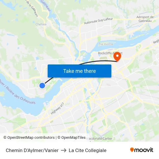 Chemin D'Aylmer/Vanier to La Cite Collegiale map