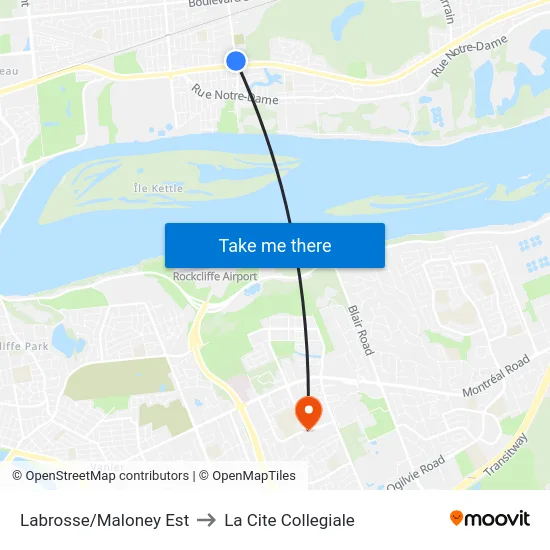 Labrosse/Maloney Est to La Cite Collegiale map