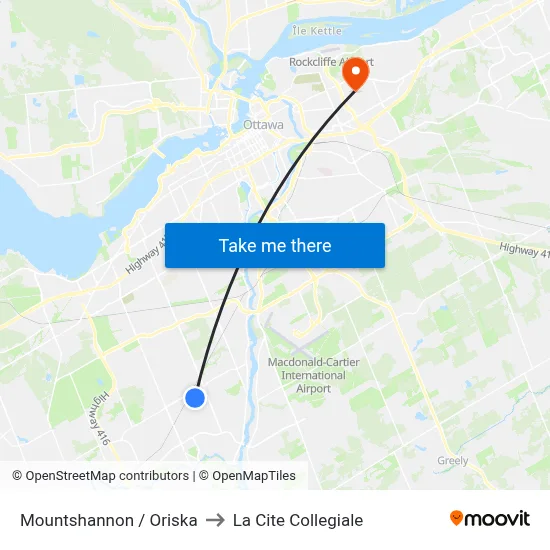 Mountshannon / Oriska to La Cite Collegiale map