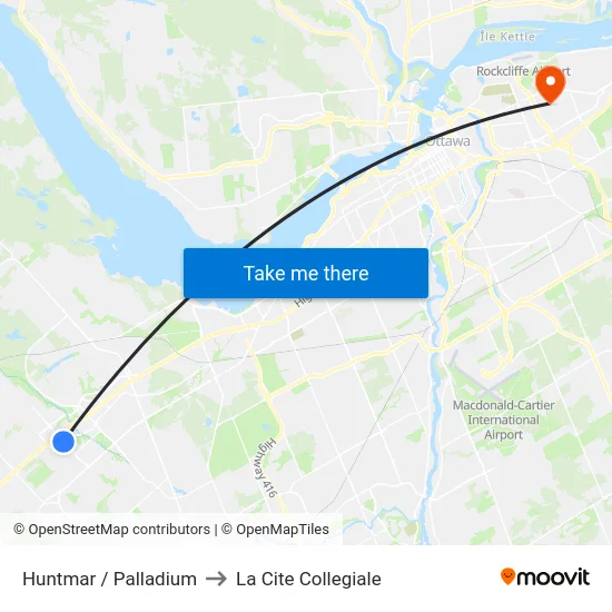 Huntmar / Palladium to La Cite Collegiale map