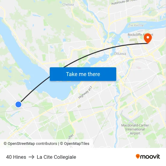 40 Hines to La Cite Collegiale map