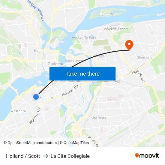 Holland / Scott to La Cite Collegiale map