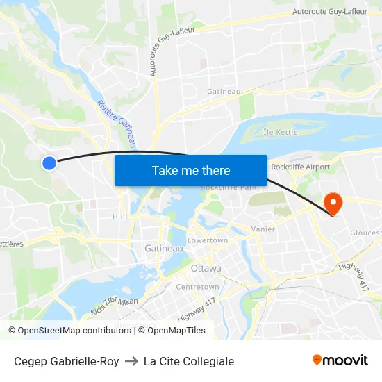 Cegep Gabrielle-Roy to La Cite Collegiale map