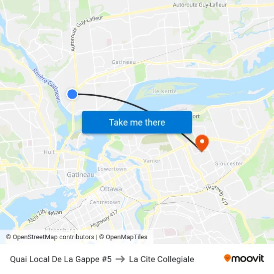 Quai Local De La Gappe #5 to La Cite Collegiale map